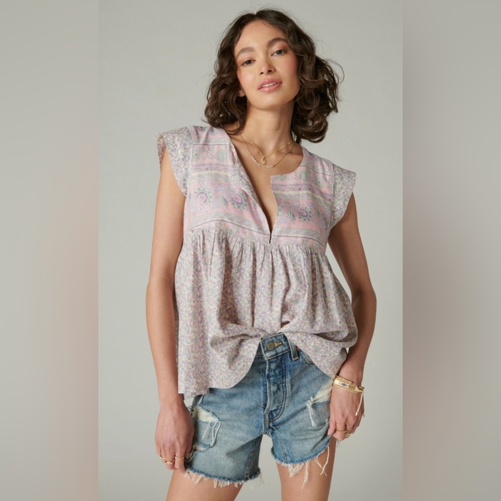 Lucky Brand Pink Floral Blouse